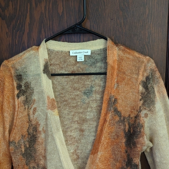 Coldwater Creek Beige Orange Mohair Wool Blend Cardigan Size XL (18) - Picture 2 of 6
